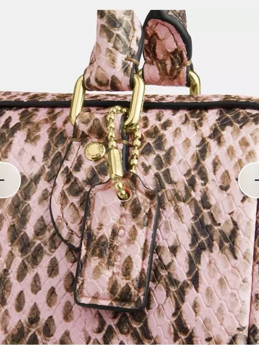 Coach mini Rowan pink Snake-Print Satchel with Detachable Strap